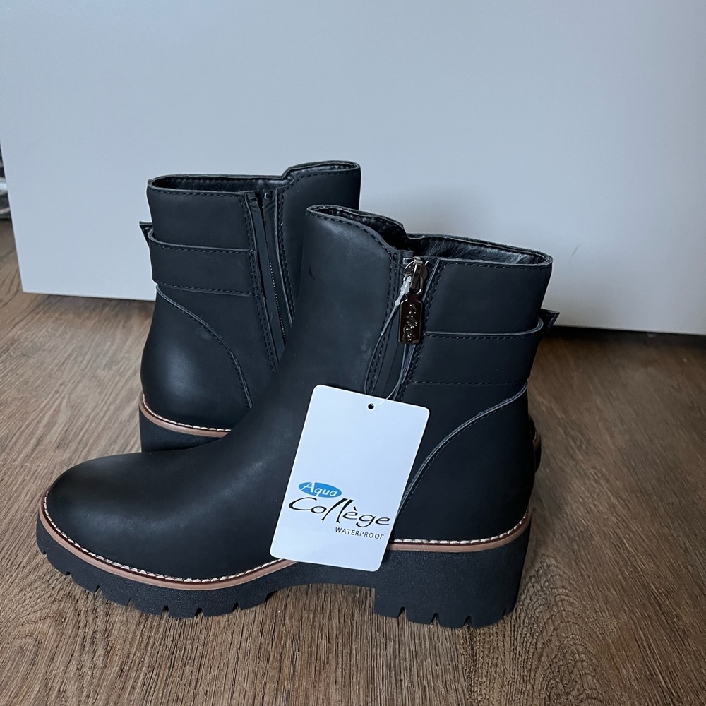 Aqua college lug sole black booties